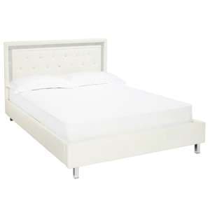 Crystallex Faux Leather Double Bed In White