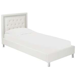 Crystallex Faux Leather Single Bed In White