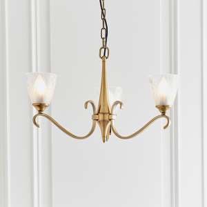 Cua 3 Lights Ceiling Pendant Light In Brass With Deco Glass - UK