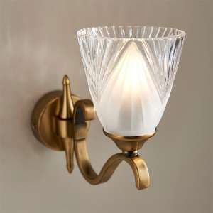 Cua Single Wall Light In Antique Brass With Deco Glass - UK