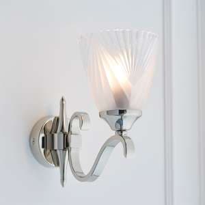 Cua Single Wall Light In Bright Nickel With Deco Glass - UK