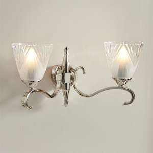 Cua Twin Wall Light In Bright Nickel With Deco Glass - UK