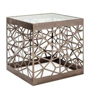 Cube Filia Clear Glass Top Side Table With Metal Frame