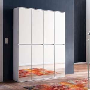 Cubix Mirrored Hallway Wardrobe Medium In White With 8 Doors