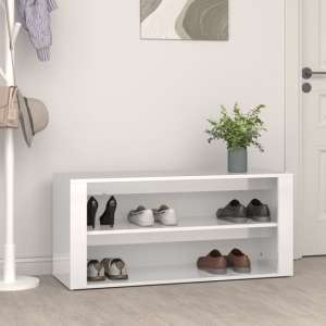 Culver Wide High Gloss Shoe Storage Rack In White
