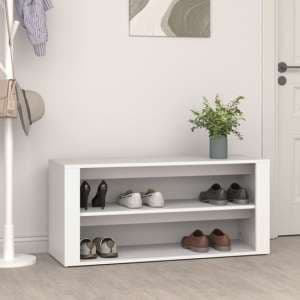 Culver Wide Wooden Shoe Storage Rack In White - UK