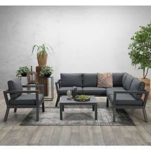 Cupar Fabric Lounge Set With Coffee Table In Reflex Black - UK