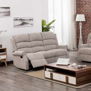 Curtis Fabric Recliner 3 Seater Sofa In Natural - UK