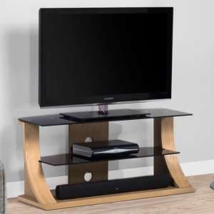 Curved Shape Wooden Tv Stand With Black Glass - UK