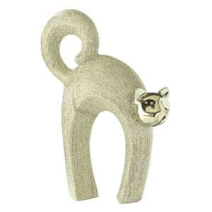 Curvee Cat Ceramic Small Design Sculpture In Cream And Gold
