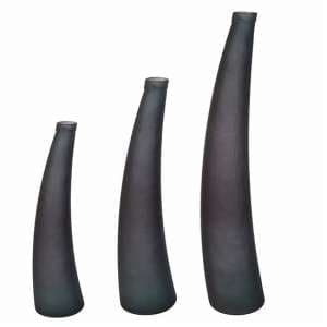 Curving Glass Set Of 3 Decorative Vase In Anthracite And Grey