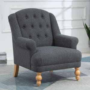 Cusco Fabric Bedroom Chair In Dark Grey With Oak Legs - UK