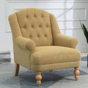 Cusco Fabric Bedroom Chair In Sand With Oak Legs - UK