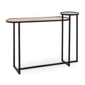 Cusco Smoked Mirror Glass Console Table With Black Metal Frame - UK