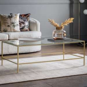 Custer Clear Glass Coffee Table With Champagne Metal Frame - UK