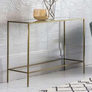 Custer Clear Glass Console Table With Bronze Metal Frame - UK