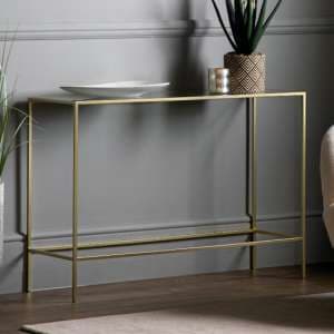 Custer Clear Glass Console Table With Champagne Metal Frame - UK