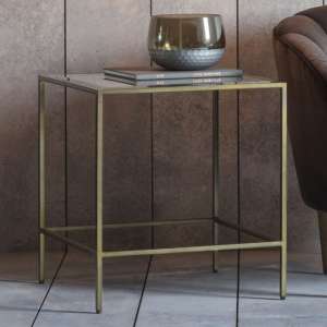 Custer Clear Glass Side Table With Bronze Metal Frame - UK