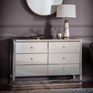 Cutlier Mirrored Chest Of 6 Drawers With Steel Legs In Silver