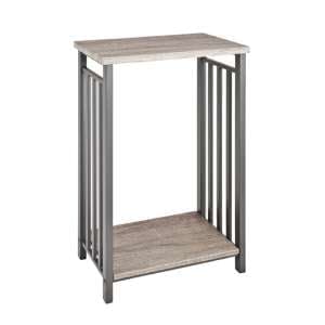 Cuyahoga Wooden Side Table In Truffle Oak With Graphite Frame - UK