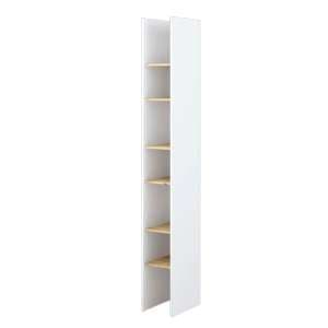 Cyan Wooden Bookcase Narrow With 6 Shelves In White - UK