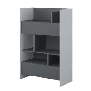 Cyan Wooden Bookcase Small With 2 Drawers In Grey - UK