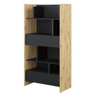 Cyan Wooden Bookcase Tall With 2 Drawers In Artisan Oak - UK