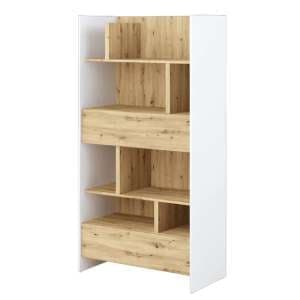 Cyan Wooden Bookcase Tall With 2 Drawers In White - UK