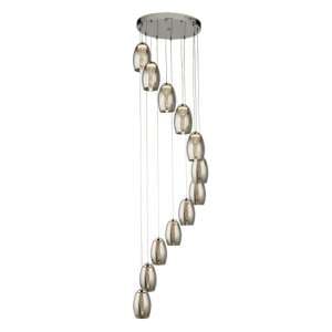 Cyclone Multi Drop 12 Pendant Light In Chrome With Smoked Glass - UK
