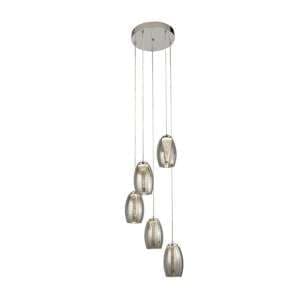 Cyclone Multi Drop 5 Pendant Light In Chrome With Smoked Glass - UK