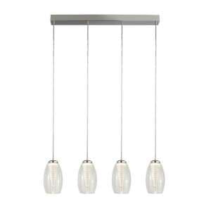 Cyclone Wall Hung Bar 4 Pendant Light In Chrome With Clear Glass - UK