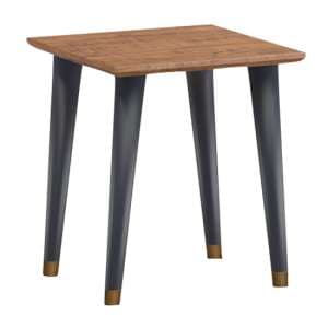 Cypre Wooden Lamp Table In Pine And Cobalt Grey - UK