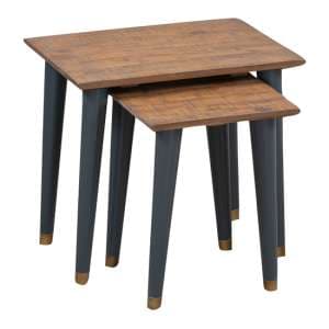 Cypre Wooden Nest Of 2 Tables In Pine And Cobalt Grey - UK
