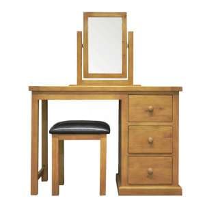 Cyprian Wooden 3Pc Dressing Table Set In Chunky Pine