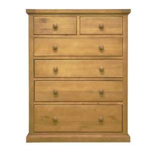 Cyprian Wooden Chest Of Drawers In Chunky Pine With 6 Drawers - UK