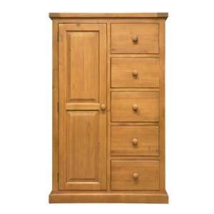 Cyprian Wooden Combination Wardrobe In Chunky Pine