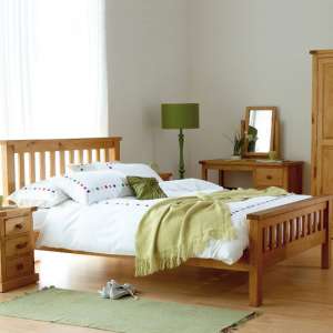 Cyprian Wooden Double Bed In Chunky Pine