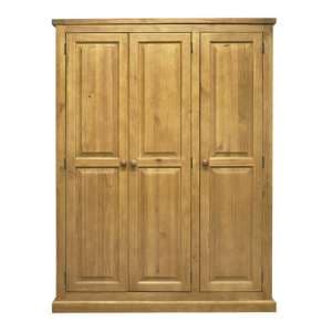 Cyprian Wooden Triple Door Wardrobe In Chunky Pine - UK