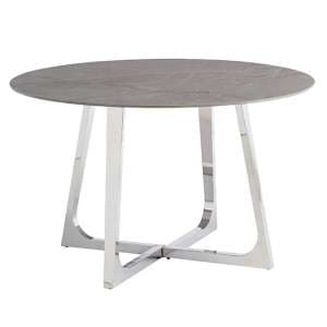 Dacia 130cm Round Marble Dining Table In Grey