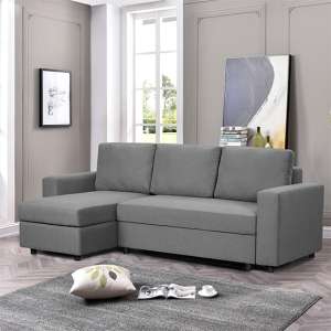 Dagmar Chenille Fabric Corner Sofa Bed With Storage In Dark Grey - UK