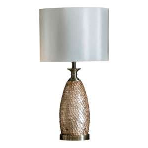 Dahlia Ivory Fabric Shade Table Lamp In Antique Brass - UK