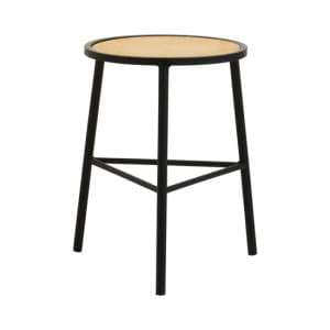 Daire Natural Rattan Seat Stool Round In Black