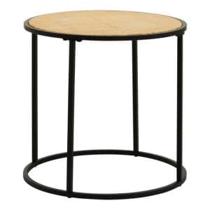 Daire Side Table Round With Black Cross Metal Legs