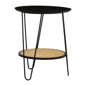 Daire Wooden Side Table With Black Hairpin Metal Legs - UK