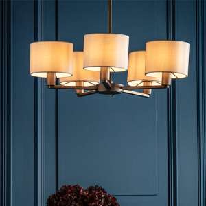 Daley 5 Lights Marble Shades Pendant Light In Antique Bronze - UK