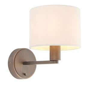 Daley White Fabric Shades Wall Light In Dark Antique Bronze - UK