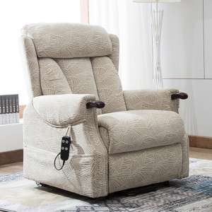 Dallas Fabric Riser Dual Motor Recliner Chair In Cream - UK