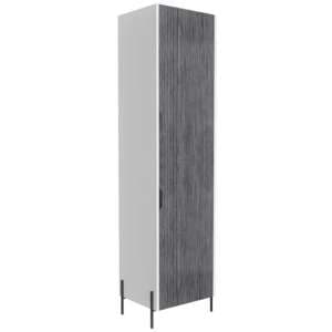 Dunster Tall Wooden Storage Cabinet In White And Carbon Grey - UK