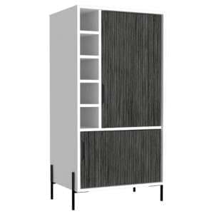 Dunster Wooden Wine Cabinet In White And Carbon Grey - UK