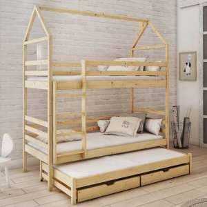 Dally Bunk Bed With Trundle In Pine With Bonell Mattresses